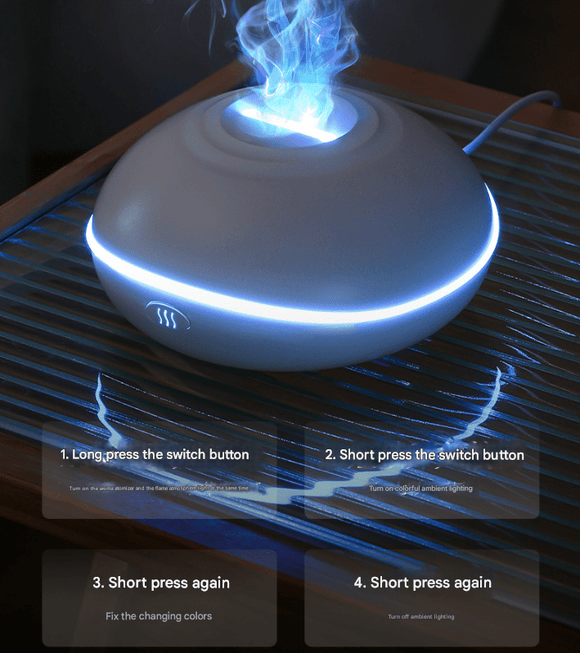 Wood grain Mini USB Aromatherapy Diffuser with Flame Projection - Portable Humidifier for Home and Car Use - RnR Galore