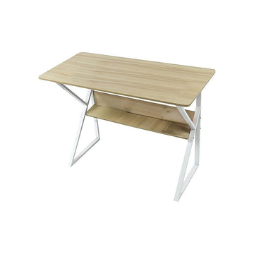 Wood & Metal Computer Desk with Shelf Home Office Furniture - RnR Galore