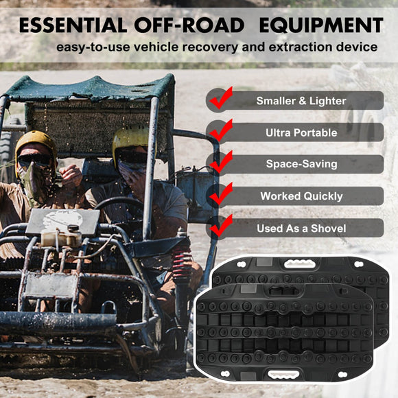 X - BULL Mini Recovery Tracks Traction Boards Sand Mud Snow 4WD 4x4 Vehicle 1 Pair Black - RnR Galore