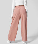 XXL Pink Drapey High - Waist Wide - Leg Trousers - Loose Fit Casual Long Pants for Women - RnR Galore