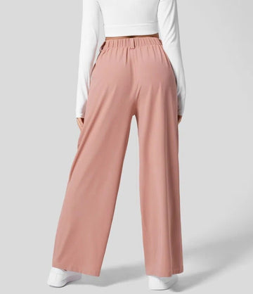 XXL Pink Drapey High - Waist Wide - Leg Trousers - Loose Fit Casual Long Pants for Women - RnR Galore
