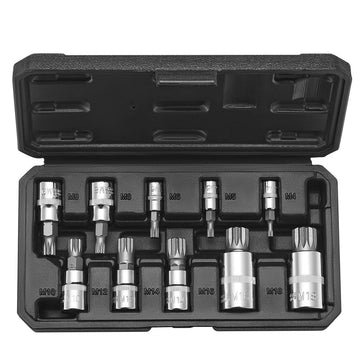 XZN Triple Square Spline Bit Socket Set 10 - Piece M4 - M18 Cr - V Steel Storage Case - RnR Galore