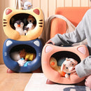 Yellow Cute Cat - Themed Stackable Storage Bin - Multi - purpose Pet Bed & Toy Organizer - RnR Galore