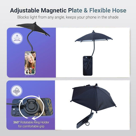 Yellow Magnetic Phone Umbrella Sun Shade - Clear Outdoor Screen Visor, Anti - Glare Mini Parasol for iPhone - RnR Galore