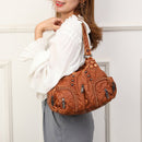Yellow Women's Vintage Studded Hobo Bag - Soft Washed Leather Multi - Pocket Shoulder & Crossbody Purse - RnR Galore