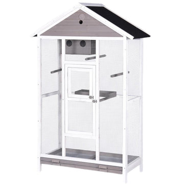 YES4PETS Wooden XXL Pet Cages Aviary Carrier Travel Canary Parrot Bird Cage Grey - RnR Galore