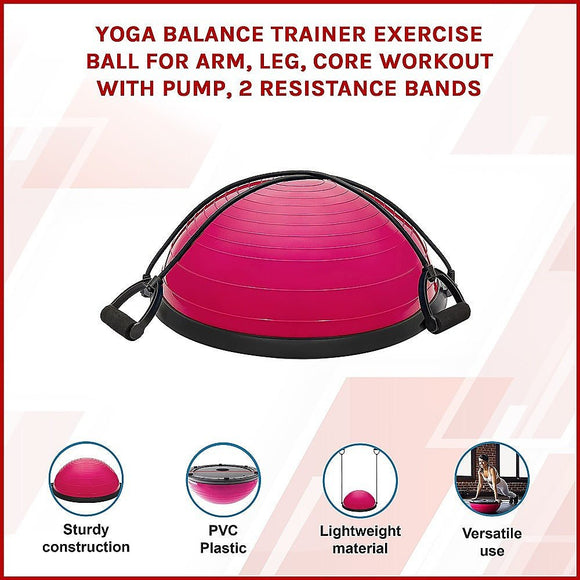 Yoga Balance Trainer Exercise Ball for Arm, Leg, Core Workout with Pump, 2 Resistance Bands - RnR Galore