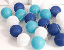 1 Set of 20 LED Blue 5cm Cotton Ball Battery Powered String Lights Christmas Gift Home Wedding Party Boys Bedroom Decoration Indoor Table Centrepiece - RnR Galore