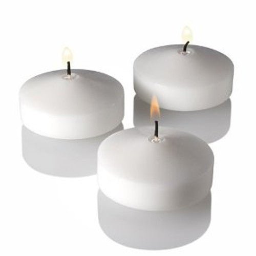 10 Pack of 6 Hour White Floating Candles - 5.8cm diameter - wedding party decoration - RnR Galore
