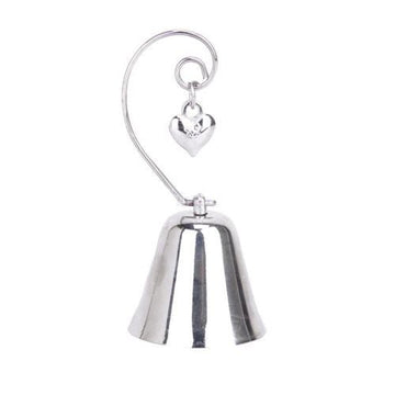 10 Pack of Silver Wedding Kissing Bell Name Card Stand Holder with Heart in Ring Bomboniere Favour Gift - RnR Galore