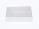 10 Pack of White Card Box - Clear Slide On Lid - 25 x 25 x 6cm - Large Beauty Product Gift Giving Hamper Tray Merch Fashion Cake Sweets Xmas - RnR Galore
