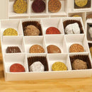10 Pack of White Card Chocolate Sweet Soap Product Retail Gift Box - 12 bay 4x4x3cm Compartments - Clear Slide On Lid - 16x12x3cm - RnR Galore
