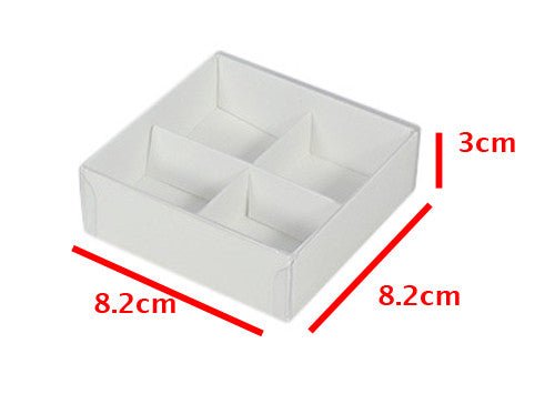 10 Pack of White Card Chocolate Sweet Soap Product Retail Gift Box - 4 Bay Compartments - Clear Slide On Lid - 8x8x3cm - RnR Galore