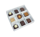 10 Pack of White Card Chocolate Sweet Soap Product Retail Gift Box - 9 bay 4x4x3cm Compartments - Clear Slide On Lid - 12x12x3cm - RnR Galore