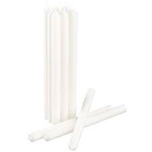 10 pack white wax 20cm taper church house vigil candleabra candle 2CM WIDE - RnR Galore