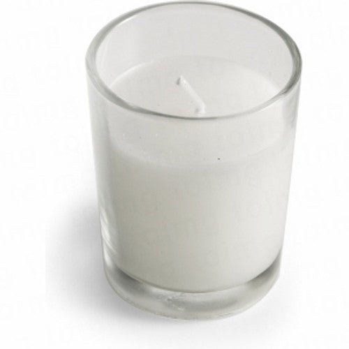 10 White Wax Clear Glass Holder Votive Candle - Wedding Event Centrepiece Table Decoration - RnR Galore