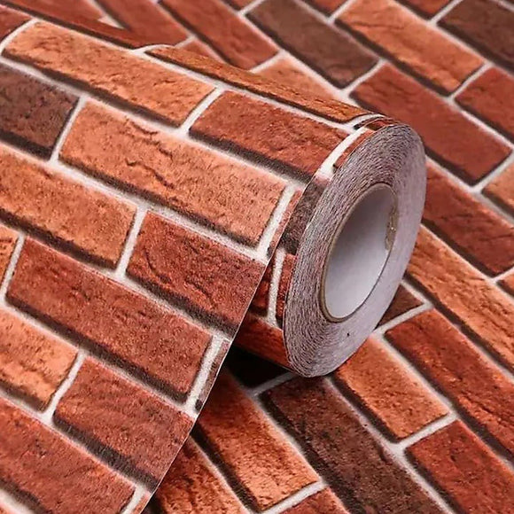 10m 3D Red Brick Print Theme Wallpaper - RnR Galore