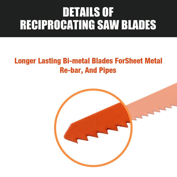 10Pc Reciprocating Saw Blades Set For Wood Metal Timber Demolition Cutting Tool - RnR Galore