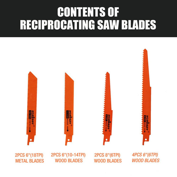 10Pc Reciprocating Saw Blades Set For Wood Metal Timber Demolition Cutting Tool - RnR Galore