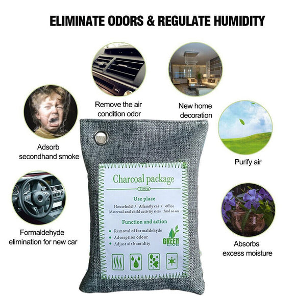 10PCS Air Purifying Bags Activated Bamboo Charcoal Freshener for Car Home Shoes 200g - RnR Galore