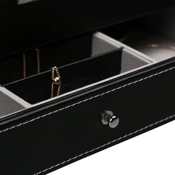 12 Slot PU Leather Lockable Watch and Jewelry Storage Boxes (Black) - RnR Galore