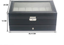 12 Slot PU Leather Lockable Watch and Jewelry Storage Boxes (Black) - RnR Galore