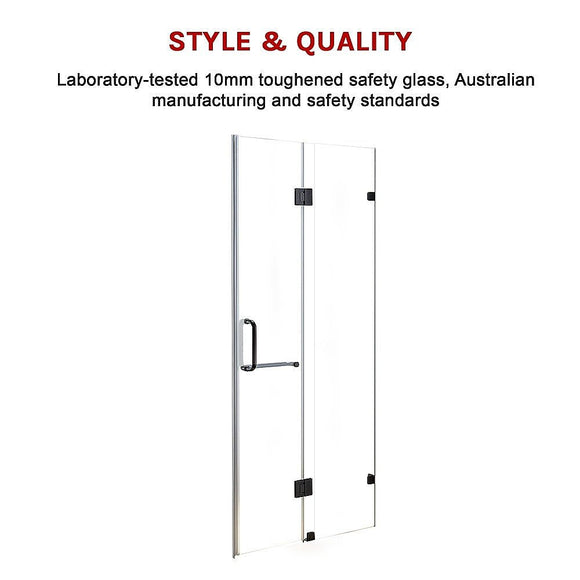 120 x 200cm Wall to Wall Frameless Shower Screen 10mm Glass By Della Francesca - RnR Galore