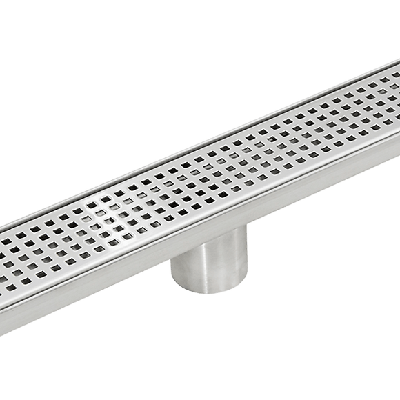 1200mm Bathroom Shower Stainless Steel Grate Drain w/Centre outlet Floor Waste Square Pattern - RnR Galore
