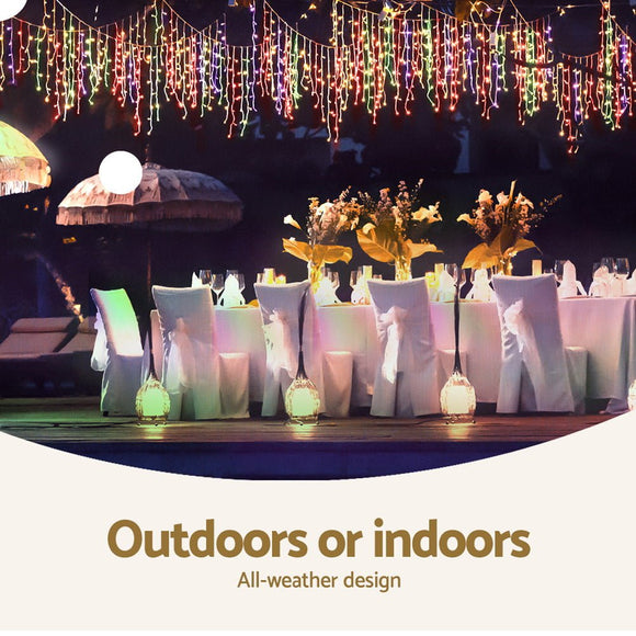 12.5M Christmas Lights Solar Icicle String Light Multi Colour Jingle Jollys - RnR Galore