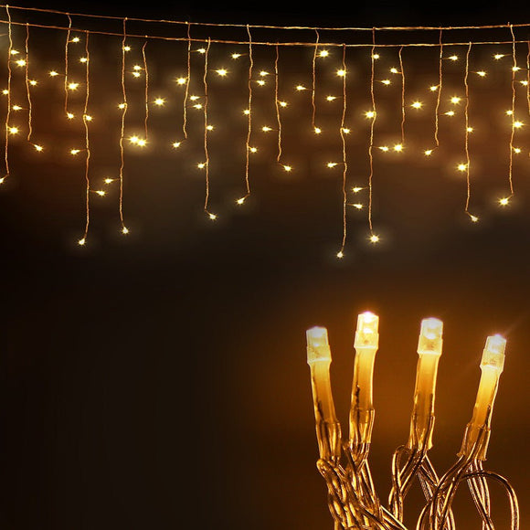 12.5M Christmas Lights Solar Icicle String Light Warm White Jingle Jollys - RnR Galore