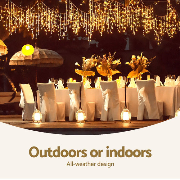 12.5M Christmas Lights Solar Icicle String Light Warm White Jingle Jollys - RnR Galore