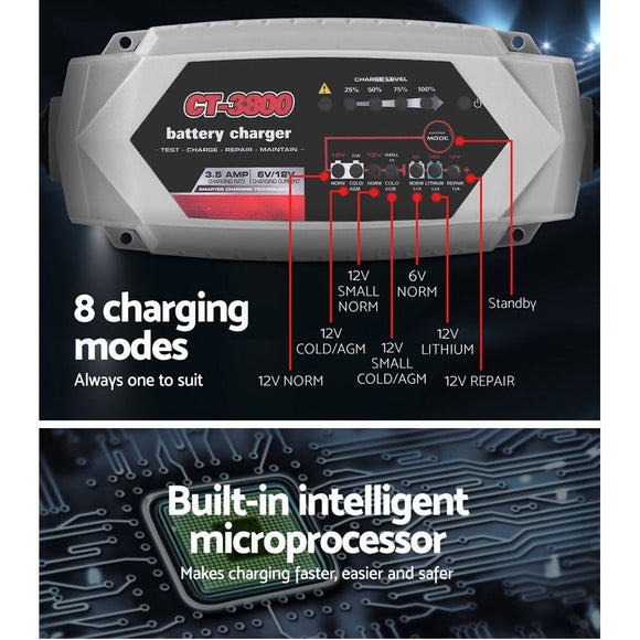 12V Automatic Car Battery Charger 6V 3.5Amp Vehicle Truck Chargers AGM - RnR Galore
