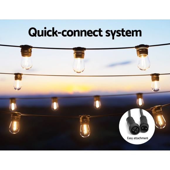 17m Solar Festoon Lights Outdoor LED String Light Christmas Party Decor 2pcs - RnR Galore