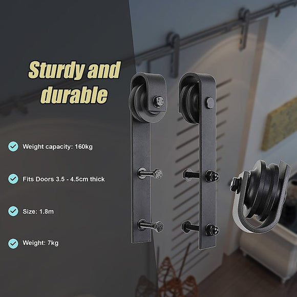 1.8m Sliding Barn Door Hardware Heavy Duty Sturdy Kit - RnR Galore