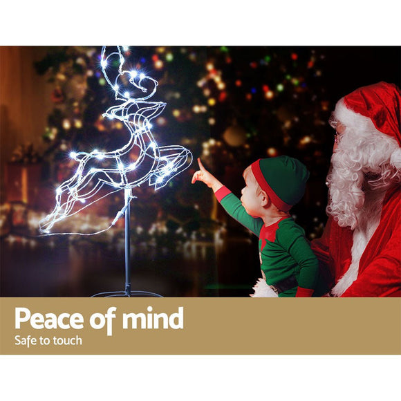 1X Christmas Lights Reindeer Sleigh 120 LED Decorations Jingle Jollys - RnR Galore
