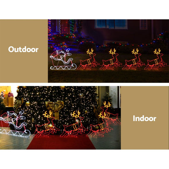1X Christmas Lights Reindeer Sleigh 806 LED Decorations Jingle Jollys - RnR Galore