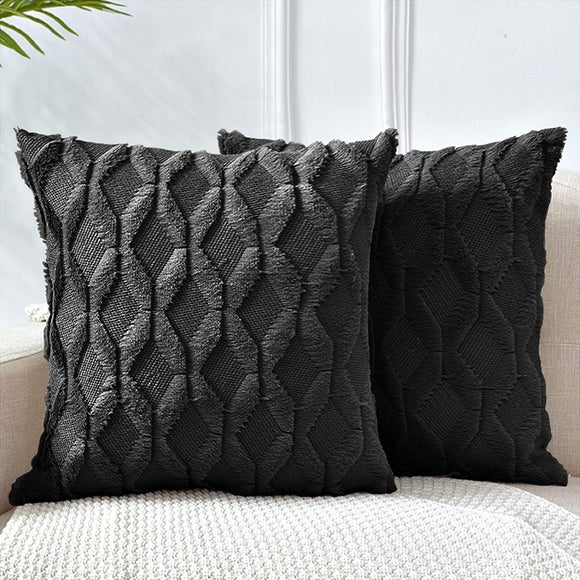 2 Pack Decorative Boho Throw Pillow Covers 45 x 45 cm (Black) - RnR Galore