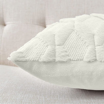 2 Pack Decorative Boho Throw Pillow Covers 45 x 45 cm (White) - RnR Galore