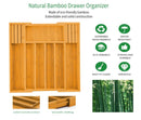 2 Pack Large Capacity Bamboo Expandable Drawer Organizer with Knife Block Holder for Home Kitchen Utensils - RnR Galore