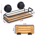 2 Pack Rectangular Bamboo Corner Shower Caddy Shelf Basket Rack with Premium Vacuum Suction Cup No - Drilling for Bathroom and Kitchen - RnR Galore