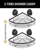 2 Pack Round Corner Shower Caddy Shelf Basket Rack with Premium Vacuum Suction Cup No - Drilling for Bathroom and Kitchen - RnR Galore
