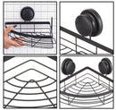 2 Pack Round Corner Shower Caddy Shelf Basket Rack with Premium Vacuum Suction Cup No - Drilling for Bathroom and Kitchen - RnR Galore