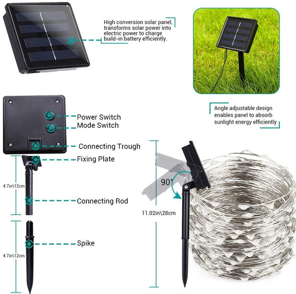 200 Waterproof LED Solar Fairy Light Outdoor with 8 Lighting Modes for Home,Garden and Decoration - RnR Galore