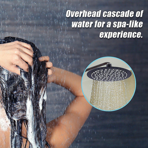 200mm Shower Head Round 304SS Electroplated Matte Black Finish - RnR Galore
