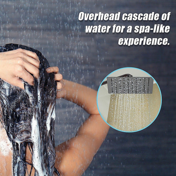 200mm Shower Head Square 304SS Electroplated Matte Black Finish - RnR Galore