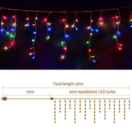20M Christmas Lights Icicle Light 800 LED Multi - coloured Jingle Jollys - RnR Galore