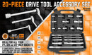 20Pc Socket Extension & Adaptor Set Flexible Joint Reducer Combination Drive Kit - RnR Galore