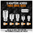 20Pc Socket Extension & Adaptor Set Flexible Joint Reducer Combination Drive Kit - RnR Galore
