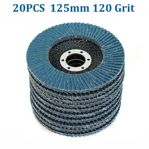 20PCS 5" 125MM Angle Grinder Flap Sanding Disc 120 Grit Grinding Wheel - RnR Galore