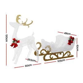 215 LED Christmas Lights Reindeer Sleigh Decorations Jingle Jollys - RnR Galore